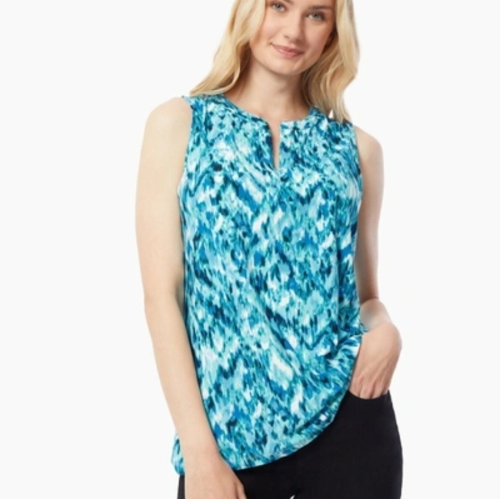 Jones New York Woman Size 2X Blue Turquoise Color Sleeveless Top Layer Shell - Picture 1 of 7